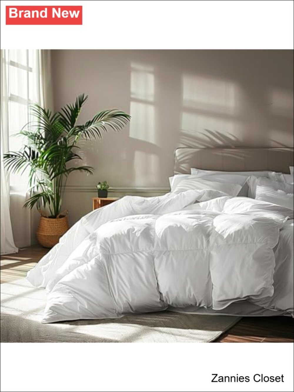 ✨Serta Goose Feather Down Fiber Comforter Queen 100% Cotton Duvet Insert Hotel
